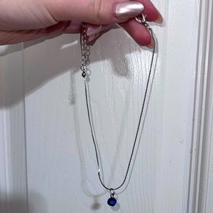 Silver necklace with Blue Gem